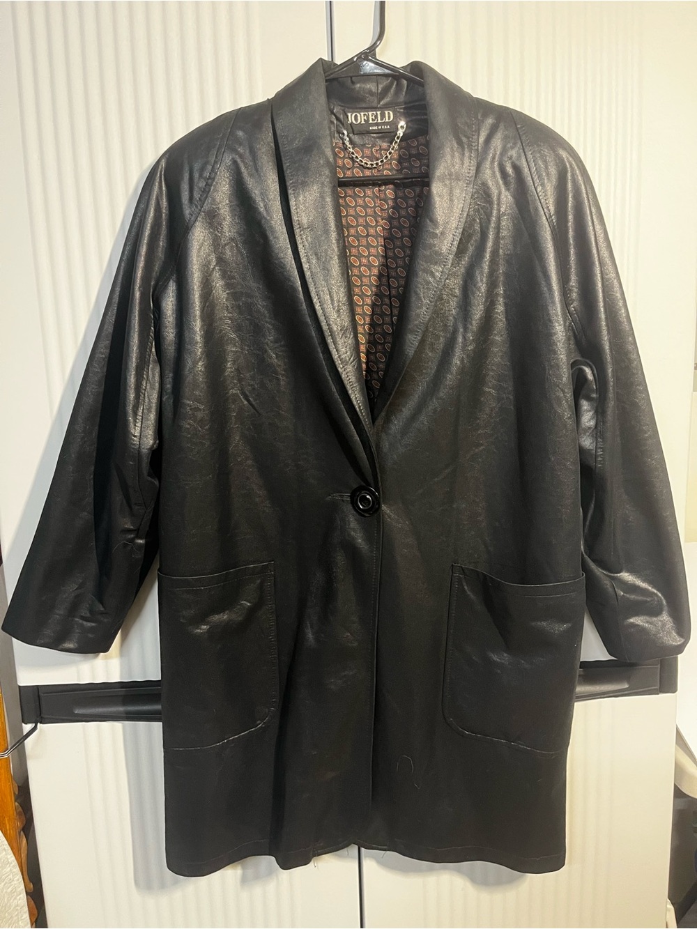 Joefeld faux Leather Shawl-Collar Trench Coat